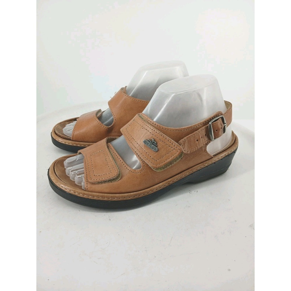 Fly Flot TAN Womens Leather Slingback Buckle Sandals Comfort Italy Size 8  C132